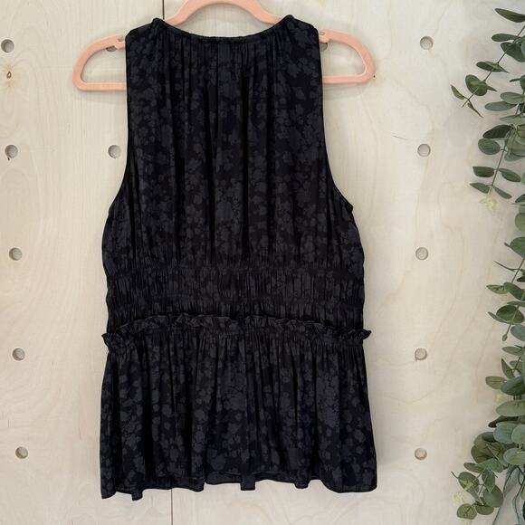 CURRENT AIR Los Angeles Floral Jacquard Top Size Large Charcoal Black Sleeveless - Picture 5 of 11